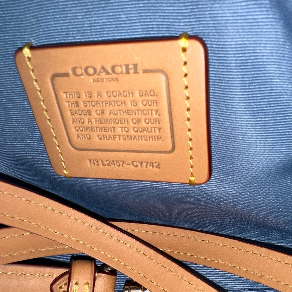 Coach Blue and Tan Mini Bag - Picture 7 of 9